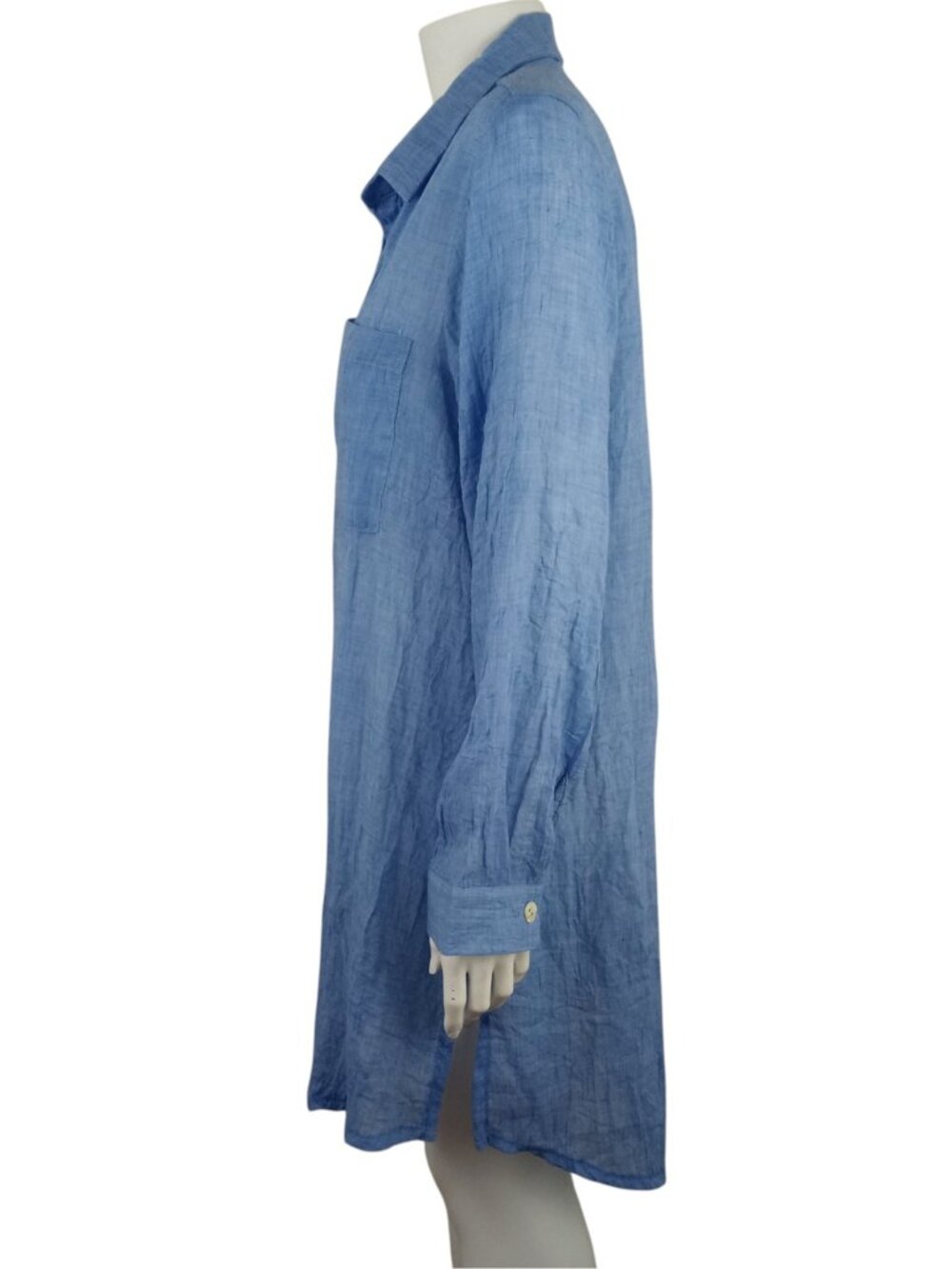 J Valdi Blue Button Up Big Shirt Swim Coverup Womens Large Long Sleeve - Picture 4 of 7